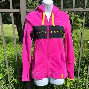 Nike Live Strong Full Zip Pink Hooded Sweatshirt Jacket Size Small